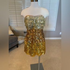 Bebe Gold Ombre Sequin Dress (Size Medium) NWT